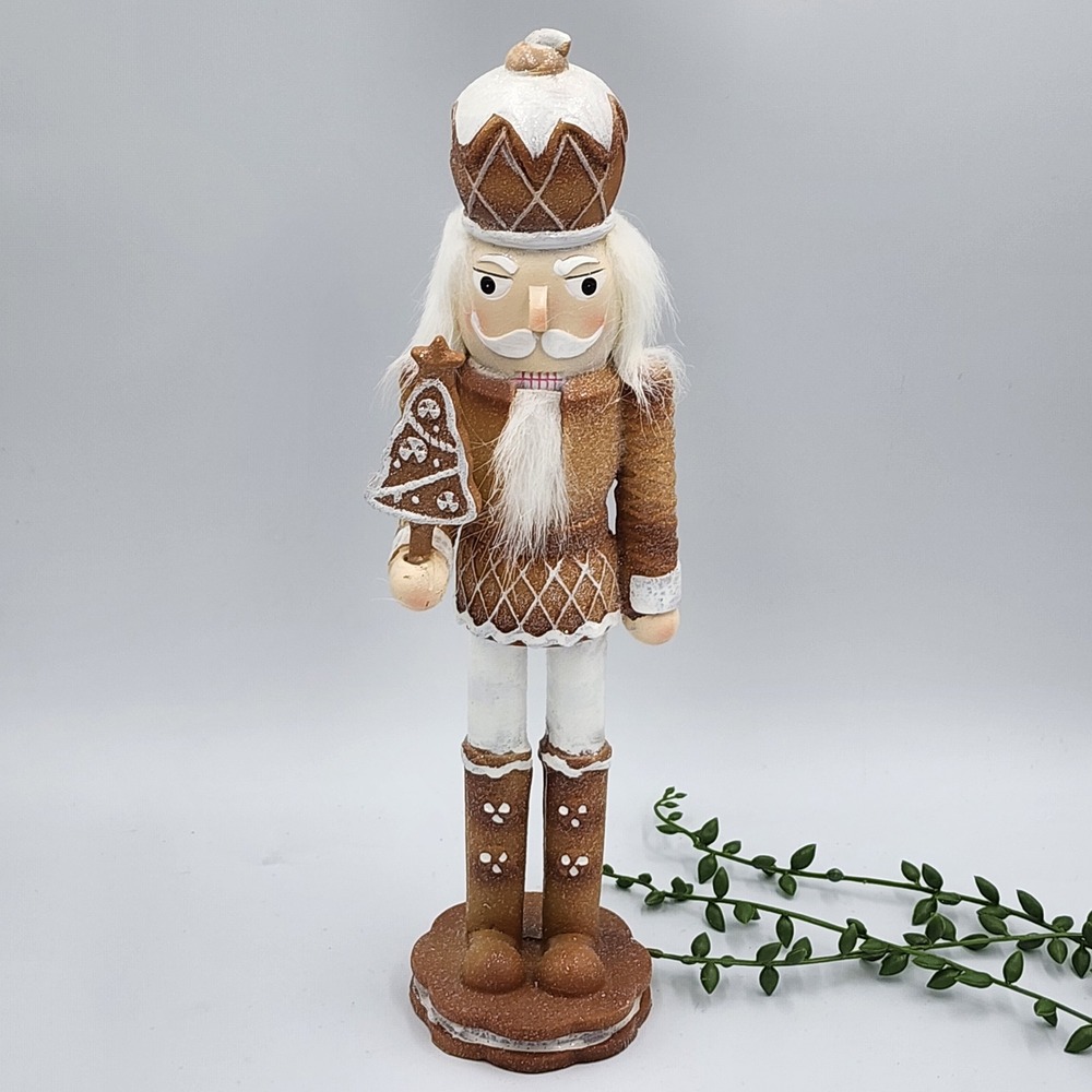 Gingerbread Nutcracker Figurine Resin Brown Christmas Holiday Decor 12.5"